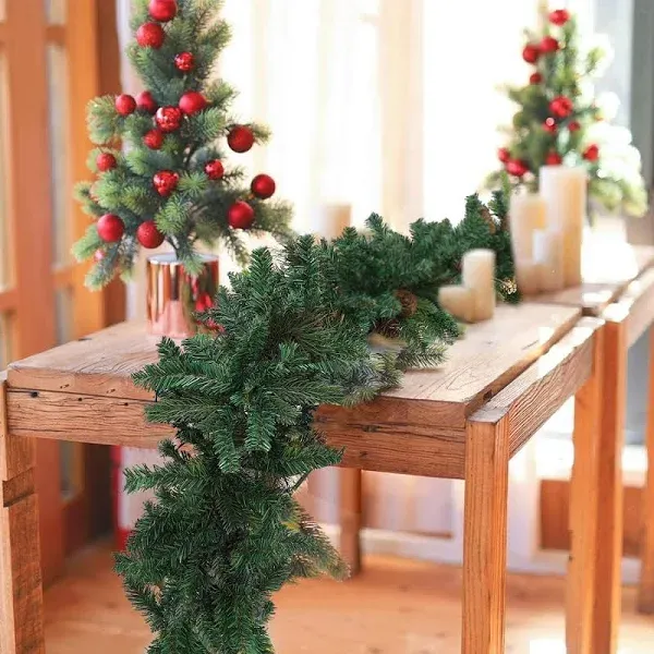 9FT Christmas Garland Decoration, Non-Lit Artificial Garland for Outdo