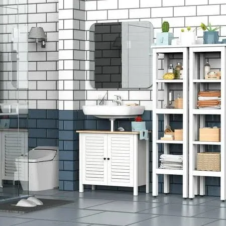 HOMCOM Under-Sink Storage Cabinet with Double Layers Bathroom Cabinet 