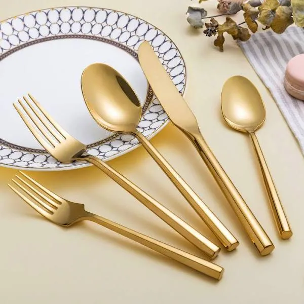 Kelenfer Shiny Gold Flatware Cutlery Set