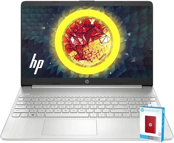 HP New 15.6" Essential Laptop, 8GB RAM, 512GB SSD(256GB PCIe & P500 250GB External), Intel 4-core Processor, Intel UHD Graphics, USB Type-C, Long Battery Life, Windows 11 Home