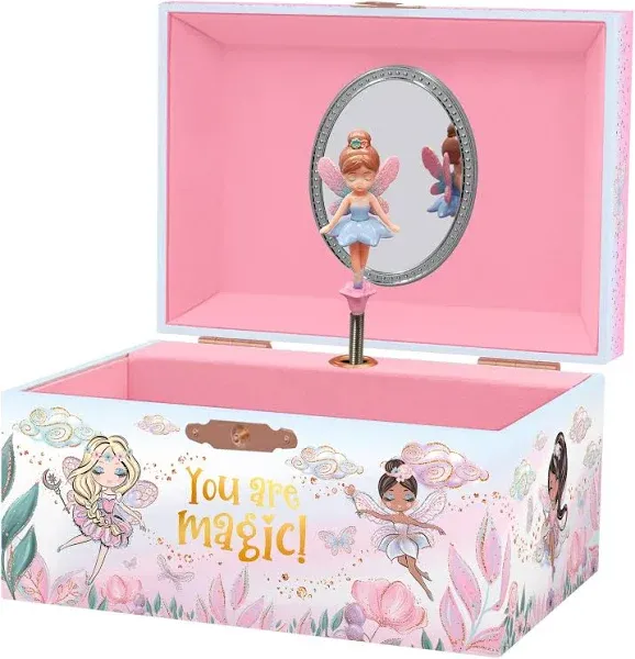 Giggle & Honey Musical Fairy Jewelry Box for Girls Kids Music Box with Spinning Fairy and Mirror