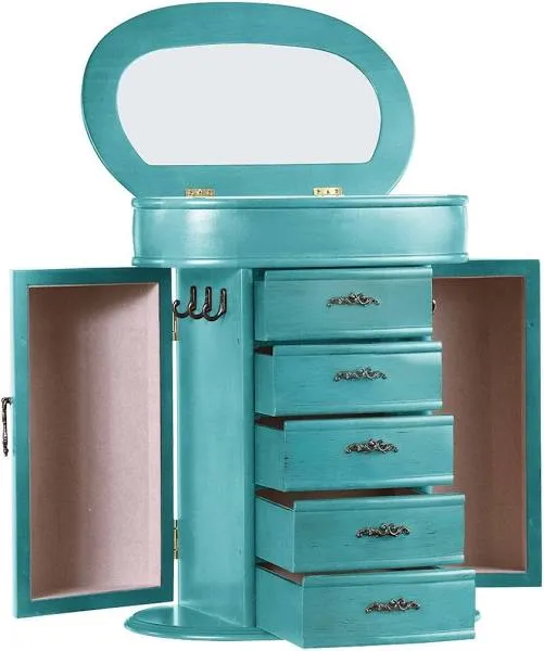 Turquoise Jewelry Box for Women - Cari Jewelry Chest with Stylish Design