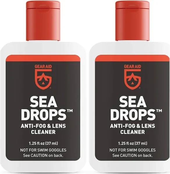 GEAR AID Sea Drops Cleaner and Anti-Fog for Dive and Snorkel Masks, Clears Up Dirty, Foggy Lenses, 1.25 fl oz