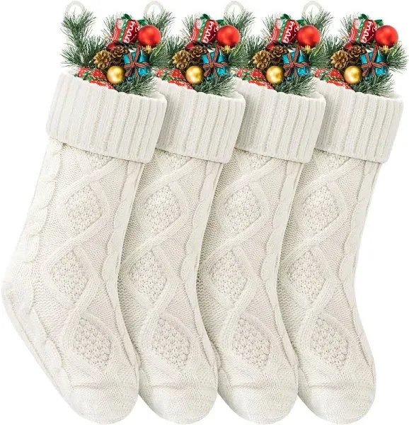 4 Pack Cable Knitted Christmas Stockings