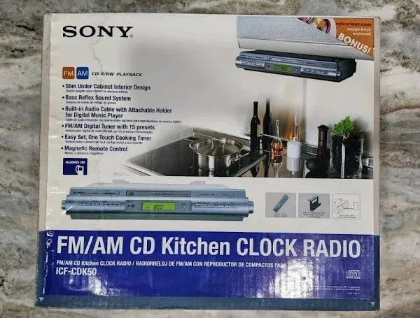 Sony ICFCDK50 Under Cabinet Kitchen Cd Clock Radio