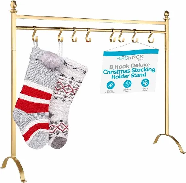 BIRDROCK HOME 8 Hook Deluxe Christmas Stocking Holder Stand - Heavy Duty Free...