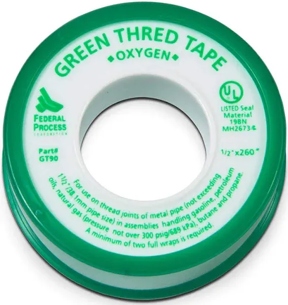 Federal Process Gasoila 1/2" Wide x 260" Long Oxygen Pipe Repair Tape GT90