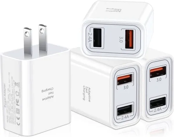 QC 3.0 Wall Charger Pofesun 4Pack Quick Charge 3.0 Fast Charging Block Wall Charger Adapter,Dual Port USB Plug Adapter for iPhone 15 14 13 12 11