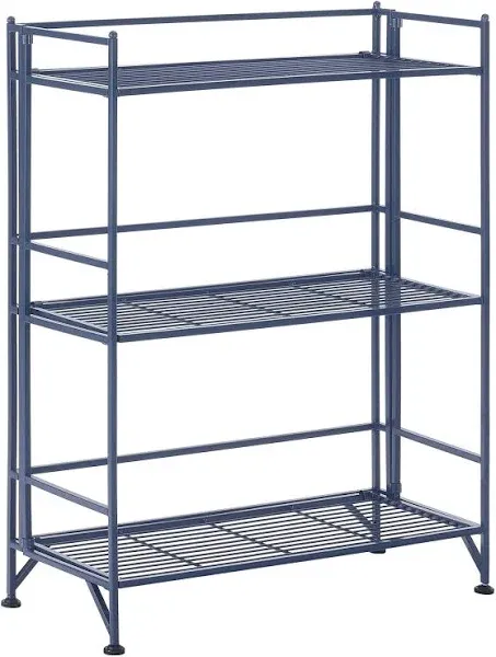 Convenience Concepts Xtra Storage 3 Tier Wide Folding Metal Shelf, Cobalt Blue