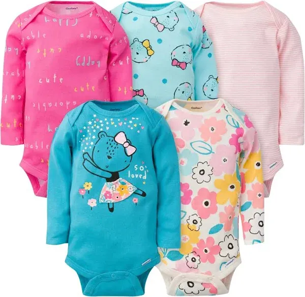 Gerber Baby Girls' 5-Pack Long-Sleeve Onesies Bodysuit