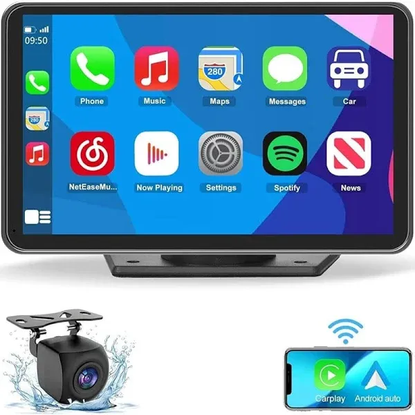 Portable Wireless Carplay Car Stereo, 7&#034; HD Touchscreen for Car with Apple Carpl