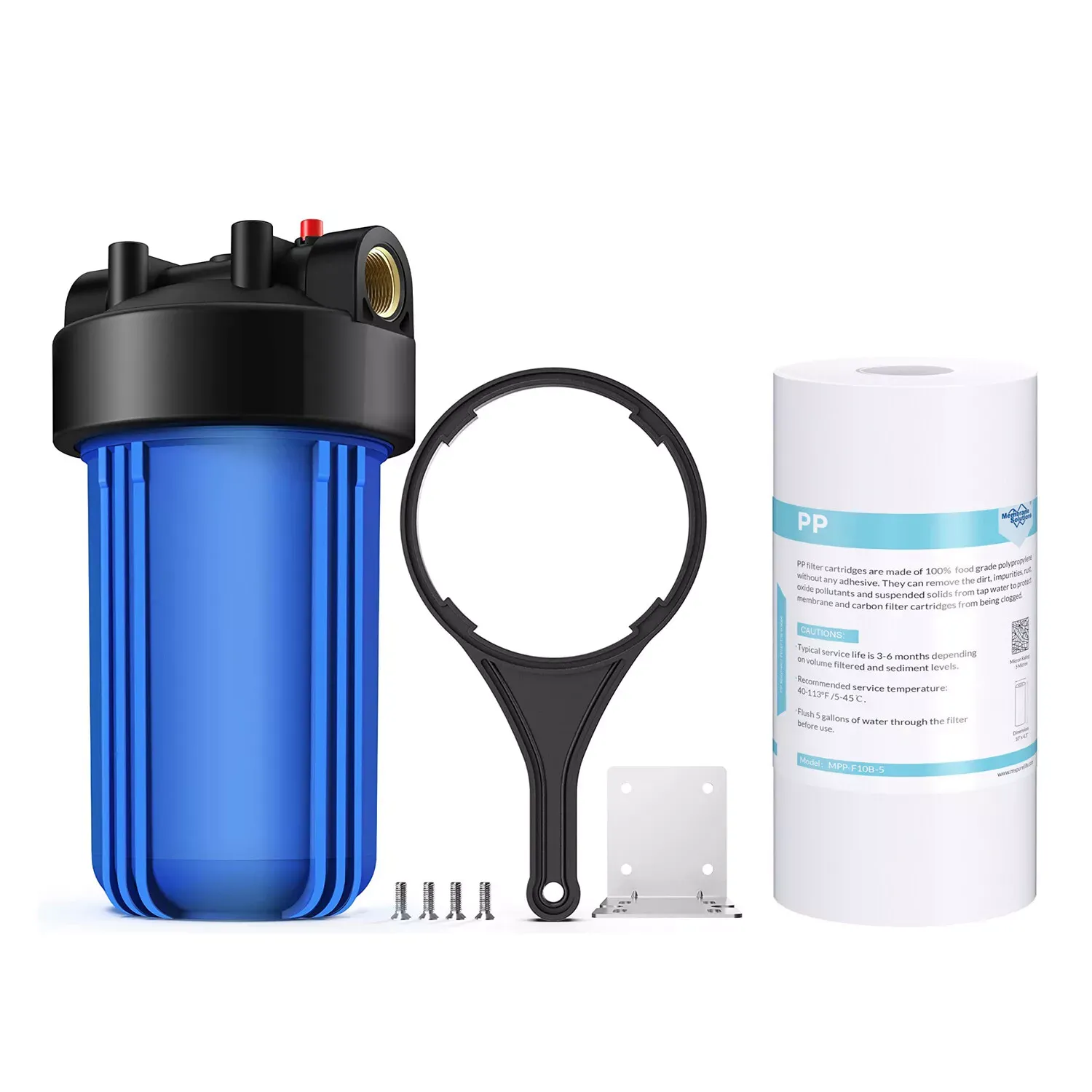 10" x4.5" Big Blue Whole House Water Filter Housing System w/ Sediment Filter