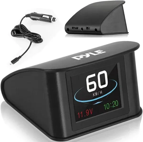 Pyle Universal Vehicle Smart HUD Display - 2.6" Digital Mini Car Dashboard Heads Up Windshield Speedometer Projector System w/ GPS Navigation Compass, Displays Speed, Distance, Time and More - PHUD19