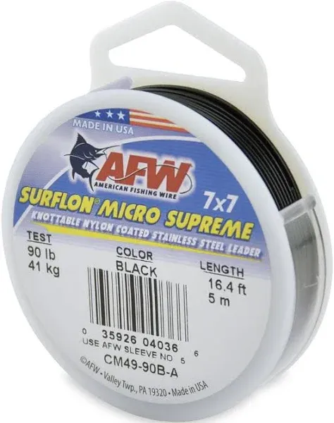 American Fishing Wire Surflon Micro Supreme Nylon Coated 7x7 Stainless Steel Leader Wire