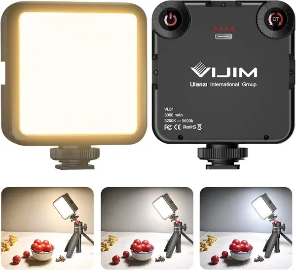 Vijim Vl81 Led Camera Video Light Type-C Rechargeable 3000mA Small Auxiliary Lighting