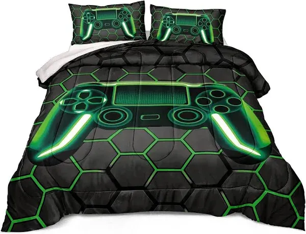 Boys Comforter Set,Gaming Bedding for Kids Teen,Game Console Comforter Set fo...