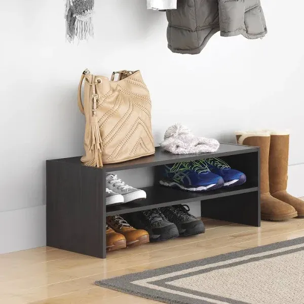 Whitmor Wood Stackable 2-Shelf Shoe Rack