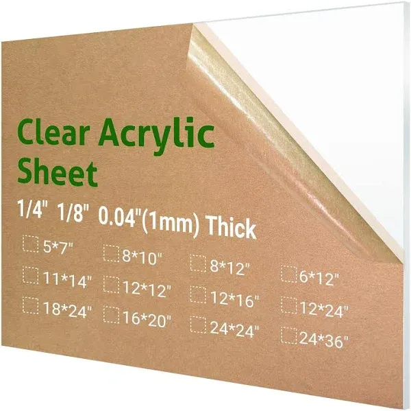 CHENYAOAI 2 Pieces Clear Acrylic Sheet Plexiglass 1/8” Thick, Use for Craft Projects, Signs, DIY Projects and More