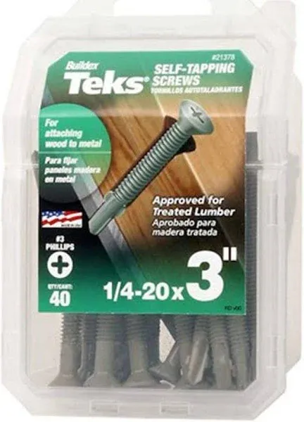 40Pk 1/4-20X3 Tek Screw