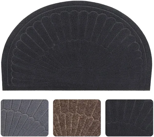 Morning View Half Circle Doormat Indoor Half Round Door Mat Outdoor Rubber Door Mats Entryway Half Moon Rug Inside Welcome Mat Front Door Mat Indoor Floor Mats Carpet Mat for Entrance Non Slip(Black)