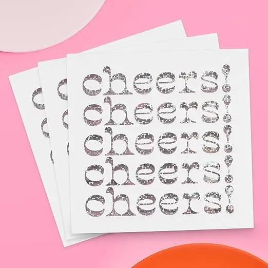  Iridescent Cheers Napkins - 3-ply 50 pcs | Bachelorette Party Decorations Di...