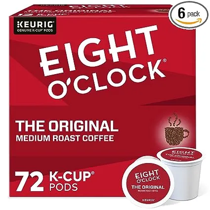 Eight O'Clock Coffee The Original, Single-Serve Keurig K-Cup Pods, Medium Roast Coffee Pods, 72 Count