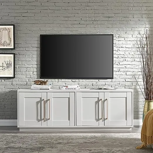 Henn&Hart Tillman Rectangular TV Stand for TV's up to 80" in, 68" Wide, White