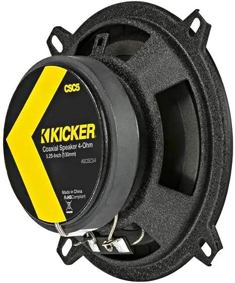 KICKER - CS Series 5-1/4" 2-Way Car Speakers with Polypropylene Cones (Pair) - Yellow/Black