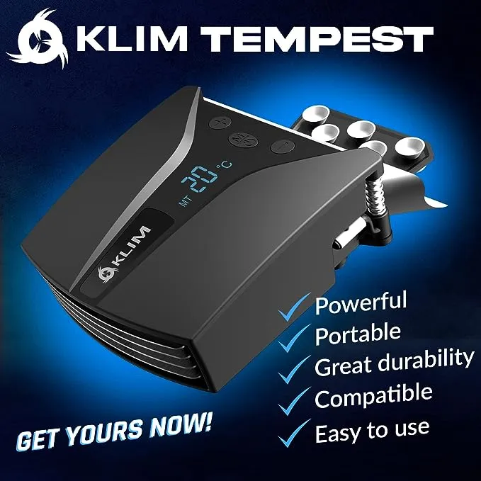 KLIM Tempest Laptop Cooler with Vacuum Fan - New 2023 - Gaming Laptop fan with Display - Temperature Detection + Automatic/Manual Mode - 4000 RPM - Portable - Compatible with Laptop Cooling Pads