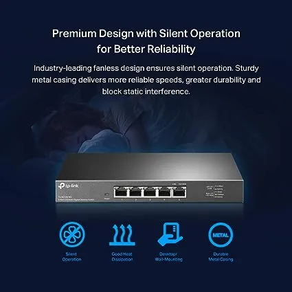 TP-Link TL-SG105-M2 | 5 Port Multi-Gigabit Unmanaged Network Switch, Ethernet Splitter | 2.5G Bandwidth | Plug & Play | Desktop/Wall-Mount | Fanless Metal Design