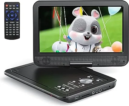 Yoton 12.5" Portable DVD Player with 10.5" HD Swivel Screen for Car and Kids, with Car Charger and AC Adaptor, Supports 4-6 Hours Built-in Battery