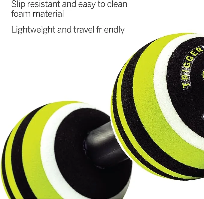 TRIGGERPOINT MB2, Double Massage Ball, Adjustable Length Back Foam Roller, Black and Lime, 9.5 Inch/24 cm