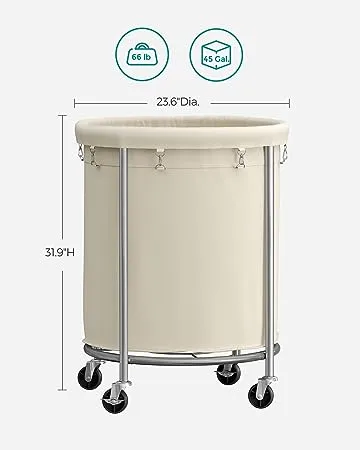 Laundry Trolley 360 Bag Hamper Basket Cart with Swivel Wheels Collapsible