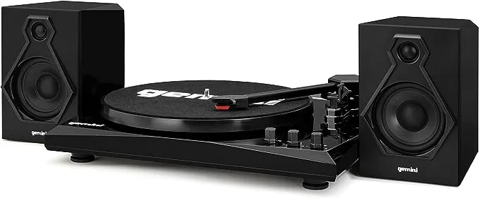 Gemini Sound TT-900-3-Speed Turntable with Bluetooth, 2-Way Stereo Speakers, and Pitch Adjustment (White)