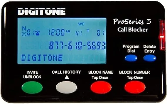 Digitone ProSeries Call Blocker Powerful up-to-date Spam Blocking for Landline Phones - Easy Setup, One Button Blocking of Robocalls, Four Modes of