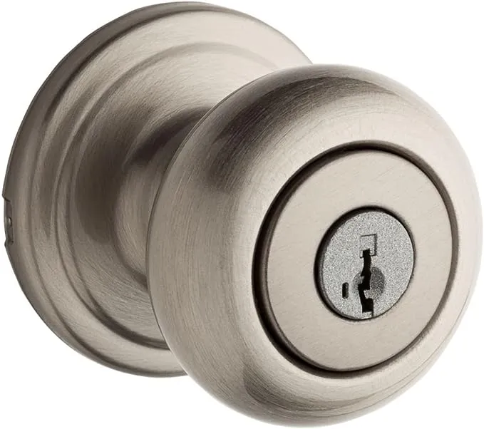 Kwikset 97402-794 Hancock Keyed Entry Knob featuring SmartKey in Satin Nickel