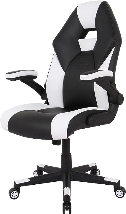 RS Gaming™ RGX Faux Leather High-Back Gaming Chair, Black/White, BIFMA Compliant