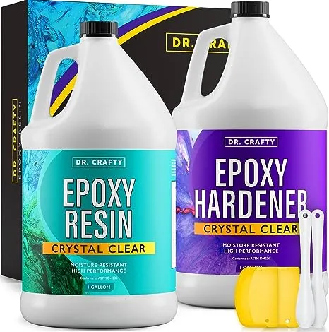 Dr Crafty - Epoxy Resin - Epoxy Resin Kit - Crystal Clear Art Resin Epoxy Resin - Kit Casting Resin Countertop Epoxy Wood - 1 Gallon