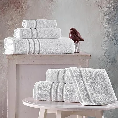 Hammam Linen 6-Piece Grey Bath Towels Set Original Turkish Cotton Soft, Absorbent and Premium Towels Set for Bathroom and Kitchen 2 Bath Towels, 2