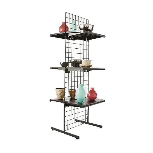 2 x 6 Gridwall Panel Tower with T-Base Floorstanding Display Kit 2-Pack Black at MechanicSurplus.com