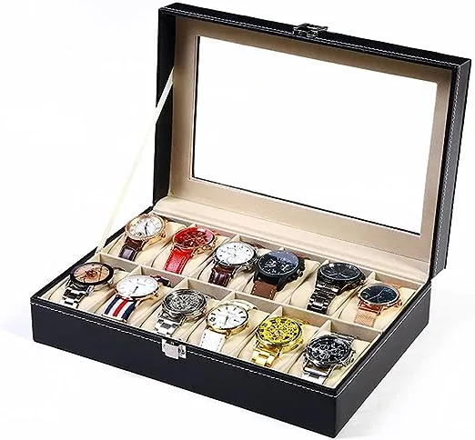 Watch Box Display Case Jewelry Organizer with Glass Top