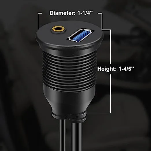  Cable Empotrado Para Montaje En Automovil Usb 3.0 Y 3,5 Mm De 3,5 Mm + Tablero 