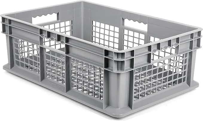 24 x 16 x 8 (1 Pack) Mesh Straight Wall Handled Storage Container Tote, Gray