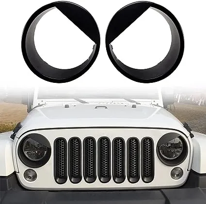 for Jeep Accessories Angry Bird Style Headlight Lamps Cover Ring Trim Compatible with Wrangler JK & Unlimited 2007-2018 Mods Decor (Black)