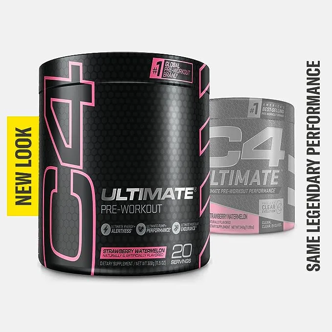 Cellucor C4 Ultimate Pre Workout Powder Watermelon - Sugar Free Preworkout Energy Supplement for Men & Women - 300mg Caffeine + 3.2g Beta Alanine + 2 Patented Creatines - 20 Servings