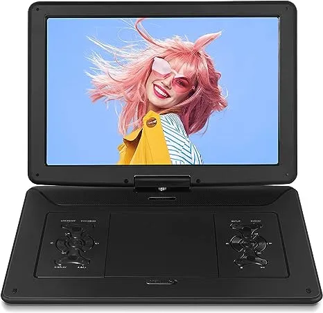 ?????? 17.9" Portable DVD Players with Large Screen, 15.6" Swivel Screen, 6 Hrs Battery DVD Player Portable with Car Charger and DC Adapter, Support USB/SD Card/Sync TV, Region Free, Black