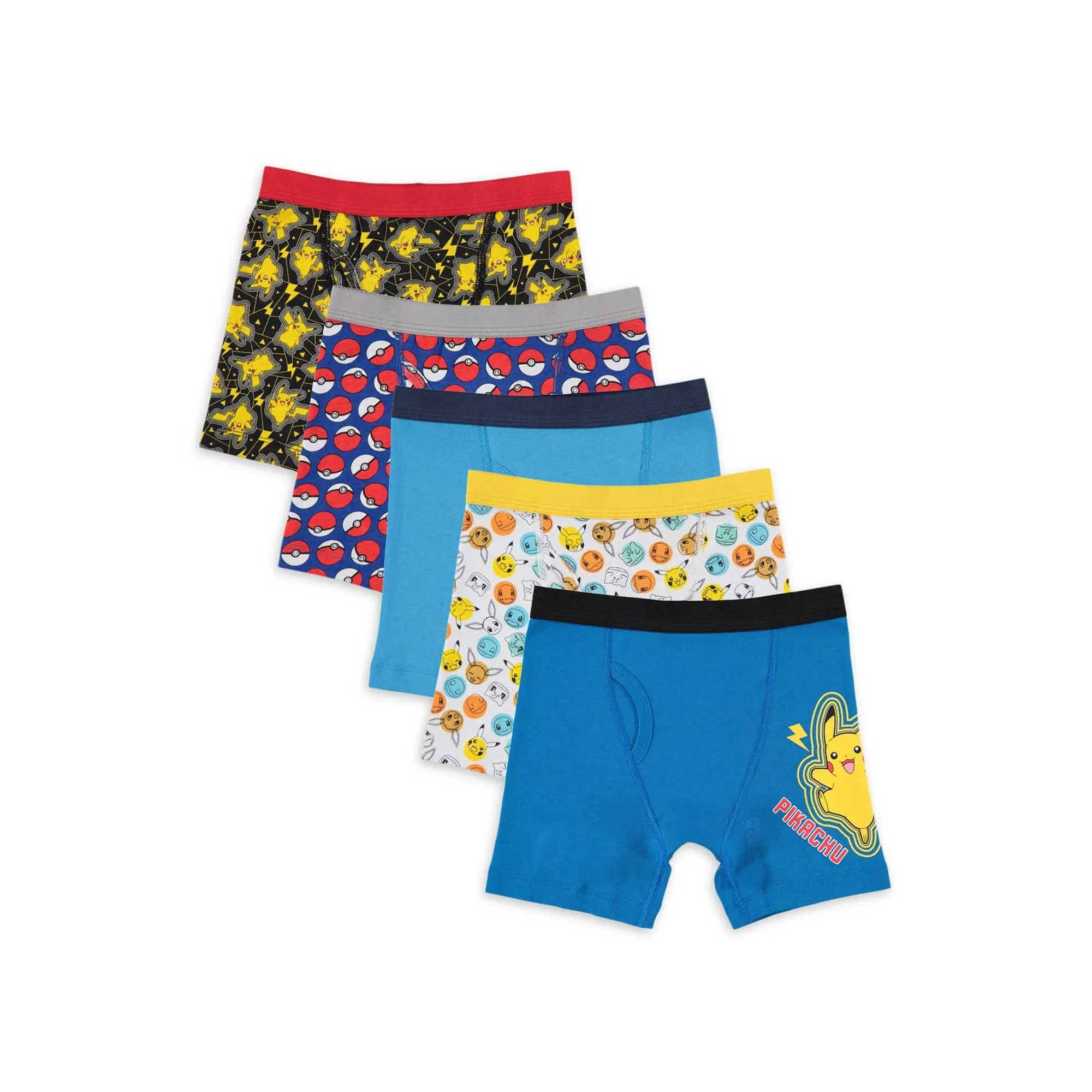 Pokemon Boys' Big 4PK or 7PK Athletic 5PK 100% Cotton Boxer Briefs in Size 4, 6, 8, 10 and 12, 4bxr