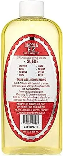 Lincoln E-Z Cleaner -The Original All-Purpose Cleaner for Leather, Suede, Fabric- Removes Dirt, Salt Stains 8oz Made in USA