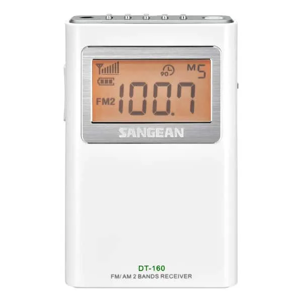 Sangean Fm-stereo / Am Pocket Receiver - 10 X Fm, 5 X Am Presetslcd Display - Wireless - Headphone - 2 X Aa - Portable (dt-160)