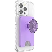 PopSockets Phone Wallet with Expanding Grip, Phone Card Holder, Wireless Charging Compatible, Wallet Compatible with MagSafe - Lavender